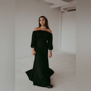 Black Two-Piece Bridal, Prom, or Formal Attire Set / Roula by Ceriti